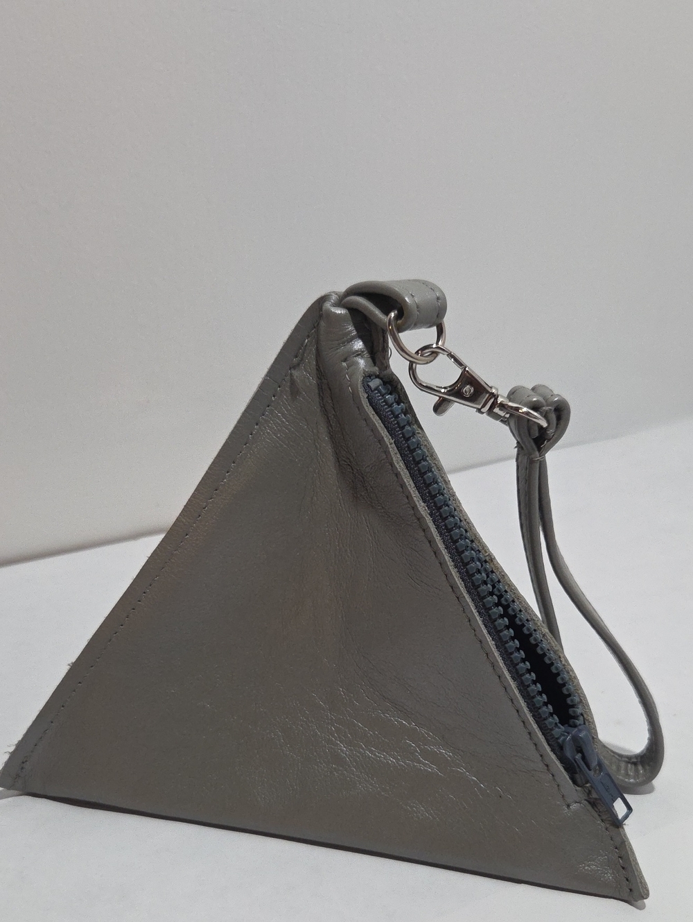 Sixinch Gray Pyramid Leather Wristlet Pouch